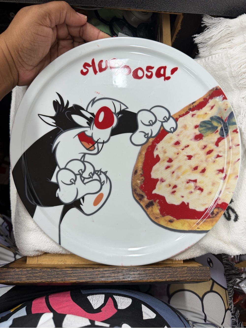 Warner Bros. Sylvester Cat White and Black Pizza Plate